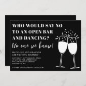 Grappig Casual Open Bar Dancing Bruiloft Uitnodigi Kaart (Voorkant / Achterkant)