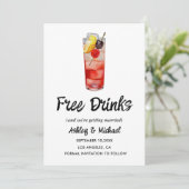 Grappig Casual unieke gratis Drinken Wedding Foto Save The Date (Staand voorkant)