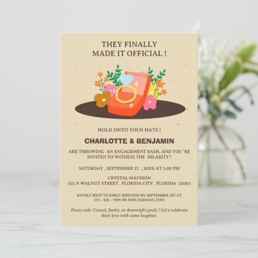 Grappig Casual verlovingsfeest Kaart (Staand voorkant)