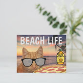GRAPPIG CAT BEACH LIFE BRIEFKAART (Staand voorkant)