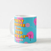 Grappig Cat Dad Gift - aangepaste naam en foto Koffiemok (Voorkant links)
