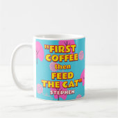 Grappig Cat Dad Gift - aangepaste naam en foto Koffiemok (Links)