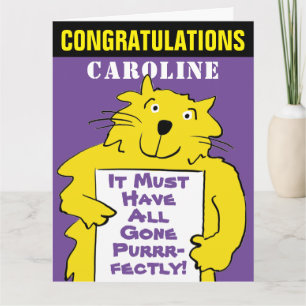 Grappig Cat Design Gefeliciteerd met een Cat Pun Kaart