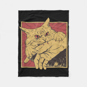 Grappig Cat Graphic T-shirt Japanse Anime Cat Bite Fleece Deken