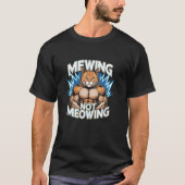 Grappig Cat Meme Tshirt Mewing LooksMax Mewing Cat (Voorkant)