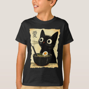 Grappig Cat Ramen Graphic T-shirt Japans Kawaii An