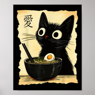 Grappig Cat Ramen Graphic T-shirt Japans Kawaii An Poster