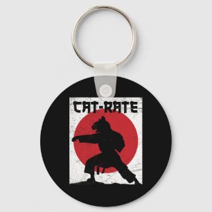 Grappig Cat-rate Cat Karate Gift voor Martial Arts Sleutelhanger