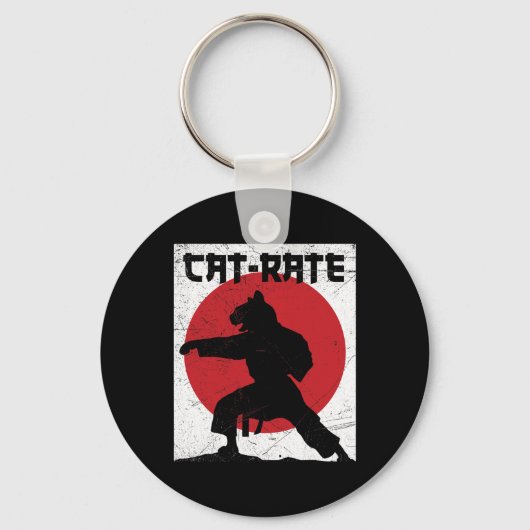 Grappig Cat-rate Cat Karate Gift voor Martial Arts Sleutelhanger (Voorkant)