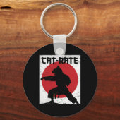 Grappig Cat-rate Cat Karate Gift voor Martial Arts Sleutelhanger (Voorkant)