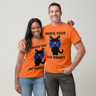 Grappig Cat T-shirts, WIE IS JE KAT DADDY? T-shirt