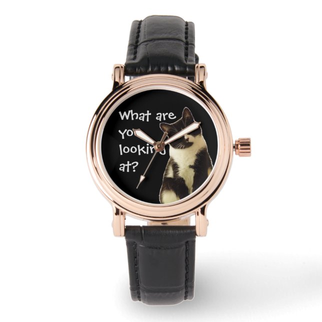 Grappig Cat "Waar kijk je naar?" Horloge (Voorkant)