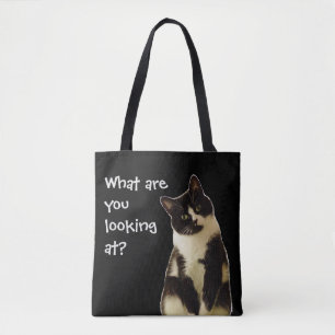 Grappig Cat "Waar kijk je naar?" Tote Bag