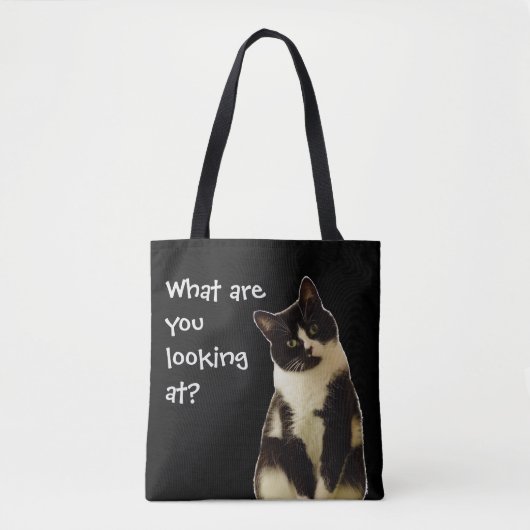 Grappig Cat "Waar kijk je naar?" Tote Bag (Voorkant)