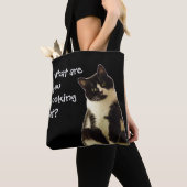 Grappig Cat "Waar kijk je naar?" Tote Bag (Dichtbij)