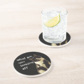 Grappig Cat "Waar kijk je naar?" Zandsteen Onderzetter (Zijkant)