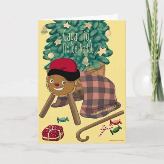 Grappig Catalaans karakter Caga-Tió. Aanpasbaar Feestdagen Kaart (Voorkant)