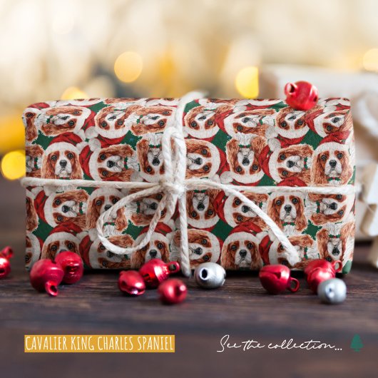 Grappig Cavalier King Kerstpatroon Cadeaupapier
