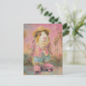 Grappig cavia op twee skateboards briefkaart (Staand voorkant)