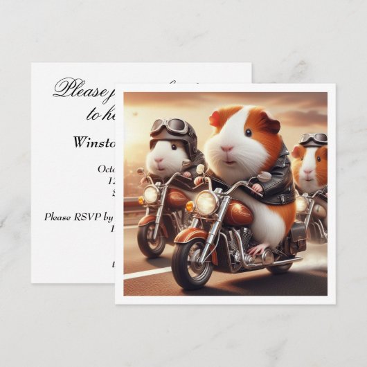 Grappig cavia uitnodiging, cavia verjaardag kaart (Voorkant / Achterkant)