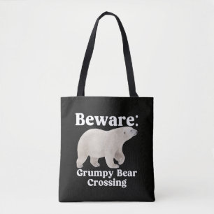 Grappig Chagrijnig-Berenkruisingsbord Ontwerp Tote Bag