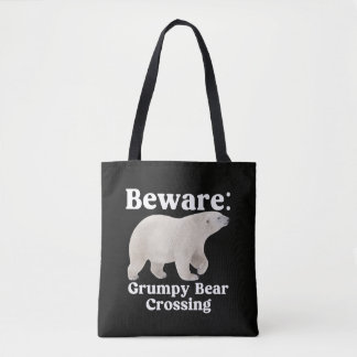 Grappig Chagrijnig-Berenkruisingsbord Ontwerp Tote Bag