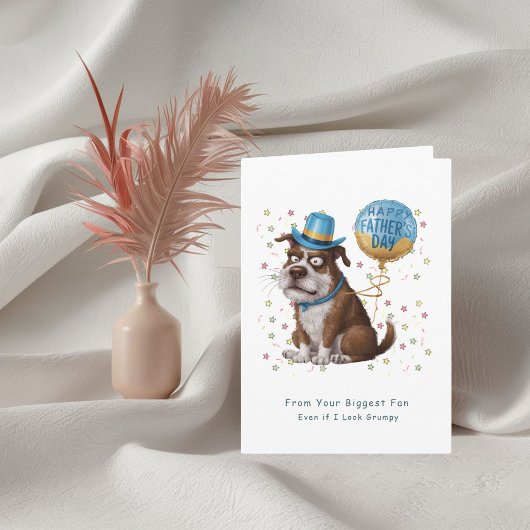 Grappig chagrijnig hondje vaderdag Kaart