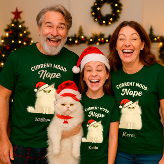 Grappig Chagrijnig Kat Kerst T-Shirt – Aangepaste