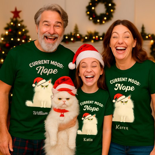 Grappig Chagrijnig Kat Kerst T-Shirt – Aangepaste 