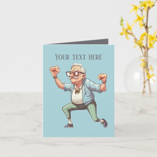 Grappig chagrijnig oud man Bericht toevoegen Kaart (Gele Bloem)
