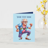 Grappig chagrijnig oud man Bericht toevoegen Kaart (Gele Bloem)