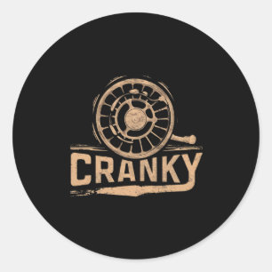 Grappig Chagrijnig Vis Reel Pun Shirt Humor Visser Ronde Sticker