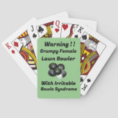 Grappig chagrijnig Vrouw grasbowler, speelkaarten (Achterkant)