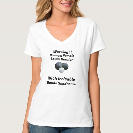 Grappig chagrijnig Vrouw Lawn Bowler, Dames T-shir T-shirt (Voorkant)