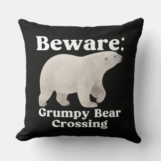Grappig Chagrijnige Beer Kruist Wegbord Ontwerp Kussen