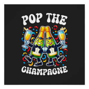 grappig champagnefles openknallen shirt perfect poster