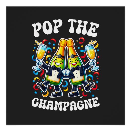 grappig champagnefles openknallen shirt perfect poster (Voorkant)