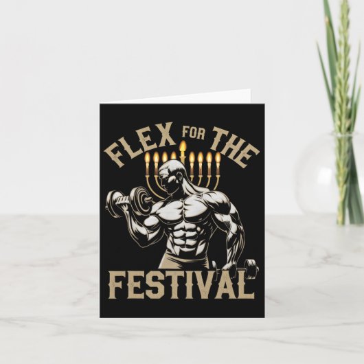 Grappig Chanoeka Joodse Gym Workout Flex Festival Kaart (Voorkant)
