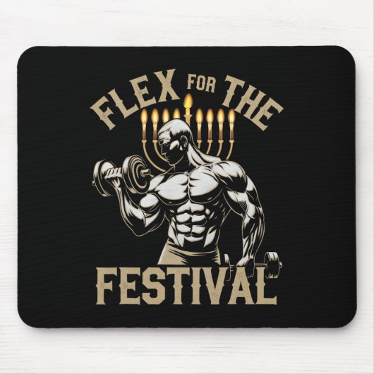 Grappig Chanoeka Joodse Gym Workout Flex Festival Muismat (Voorkant)