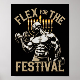 Grappig Chanoeka Joodse Gym Workout Flex Festival Poster