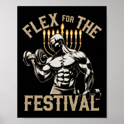 Grappig Chanoeka Joodse Gym Workout Flex Festival Poster (Voorkant)