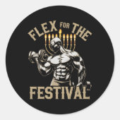 Grappig Chanoeka Joodse Gym Workout Flex Festival Ronde Sticker (Voorkant)
