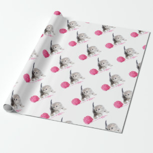 Grappig chaton Low Poly Cadeaupapier