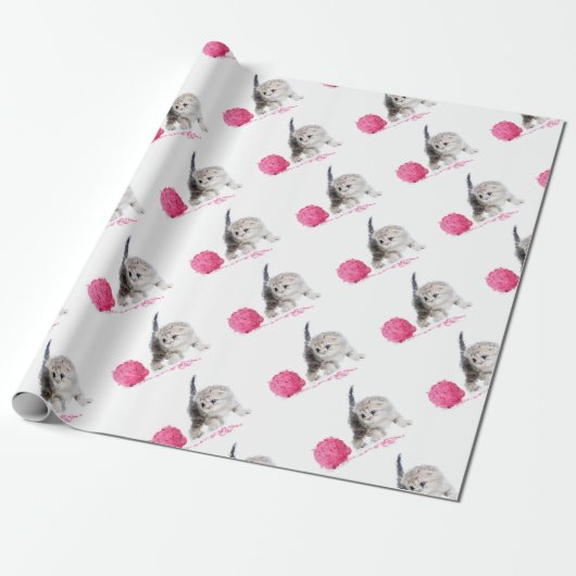 Grappig chaton Low Poly Cadeaupapier (Uitgerold)