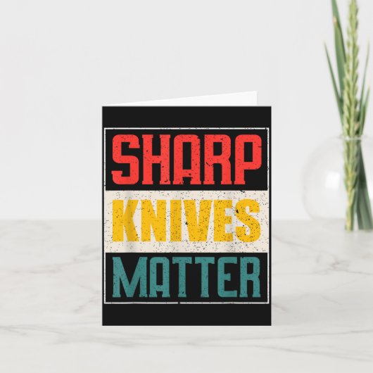 Grappig chefmes van scherpe messen voor chefs kaart (Voorkant)