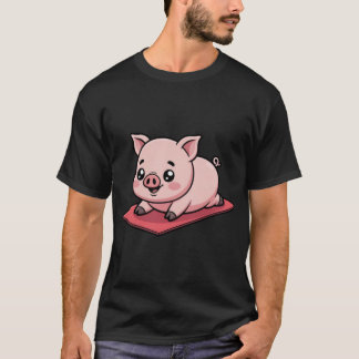 Grappig Chibi Varken Valt Tijdens Yoga Houding Sch T-shirt
