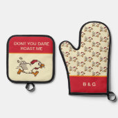 grappig chicken gezegde ovenwant & pannenlap set (Voorkant)