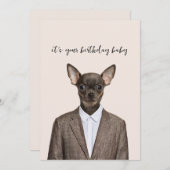 Grappig chihuahua dragen pak feestdagenkaart (Voorkant / Achterkant)