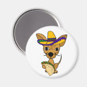 Grappig Chihuahua eten Taco Cartoon Magneet (Voorkant / Achterkant)