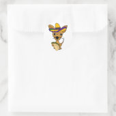 Grappig Chihuahua eten Taco Cartoon Ronde Sticker (Tas)